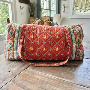 Pierre Deux French Country Quilted Floral Multicolor Travel Duffel Weekender Bag